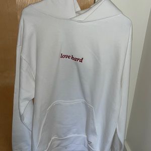 White Love Hard Hoodie